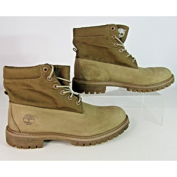 Men’s Timberland Earthkeepers Tan Roll Top Nubuck Leather Boots US Size 9 - Picture 3 of 11